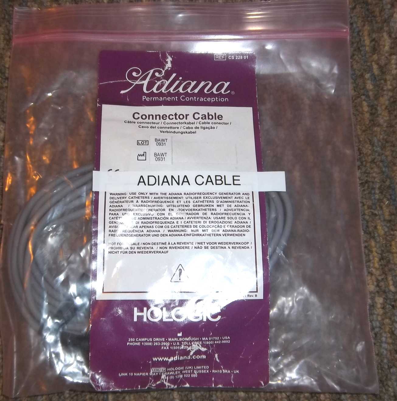 Used Adiana connector cable from Hologic cables